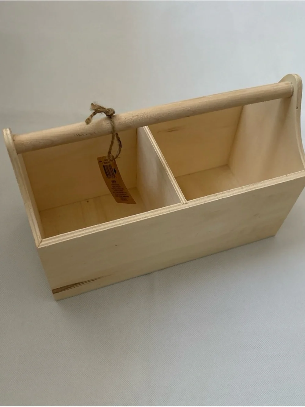 Cream Wooden Tote Organizer with Handle - Multipurpose Storage Caddy Craft Caddy